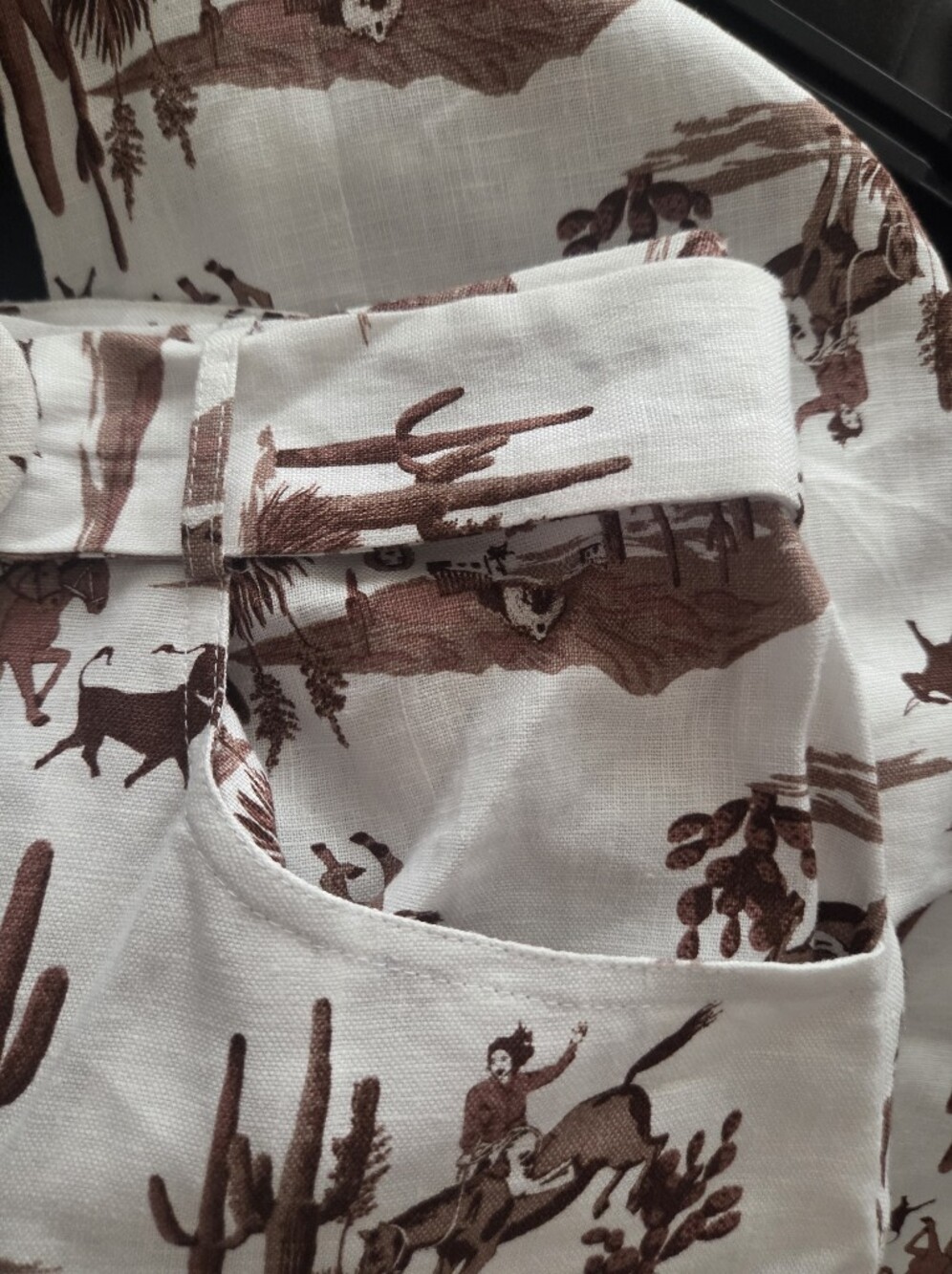 Reformation Riza 100% Linen Pants Sonora Cowboy Print High Rise Wide Leg Size 29 - Picture 4 of 15